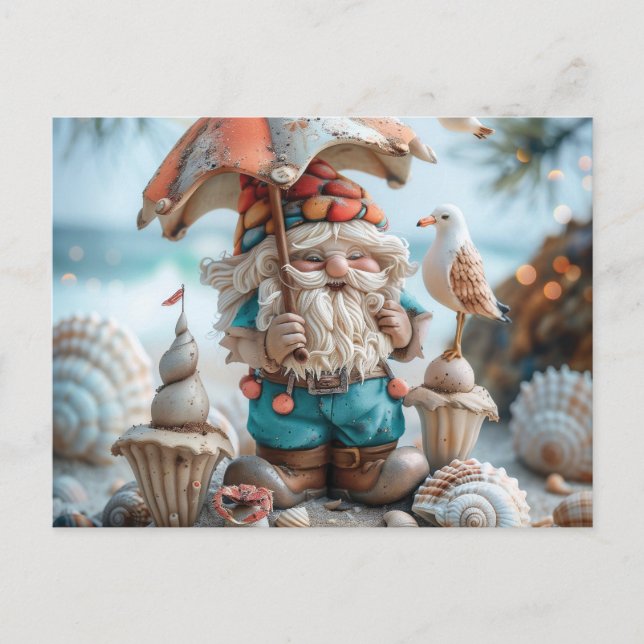 Beach gnome with an umbrella postcard (Front)