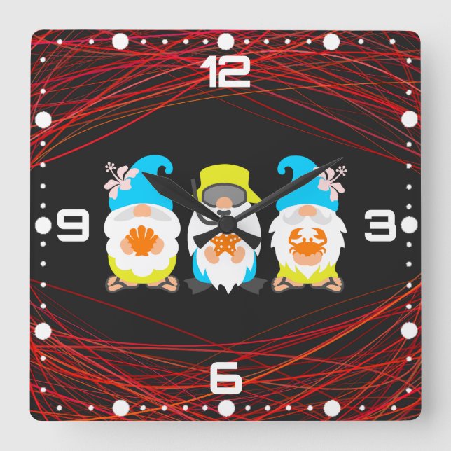 Beach Gnomes-52521 Square Wall Clock (Front)