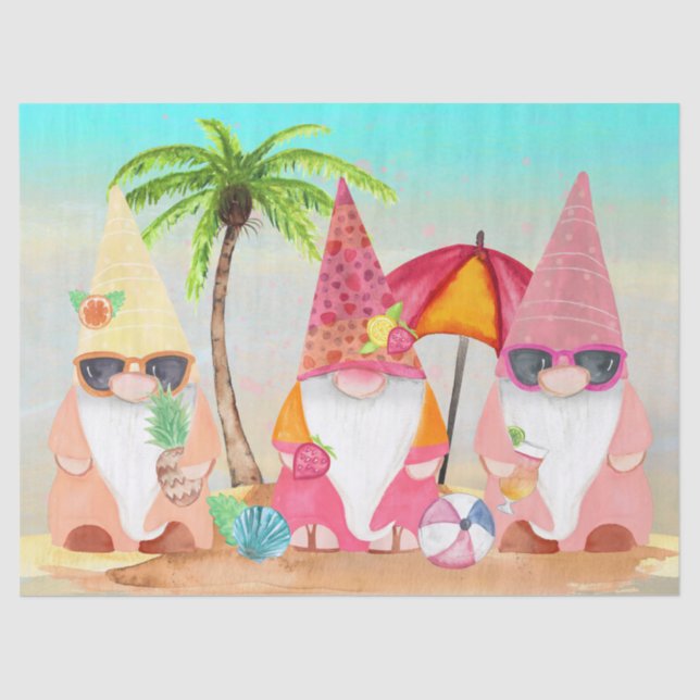 Beach Gnomes Decoupage Tissue Paper (Front)