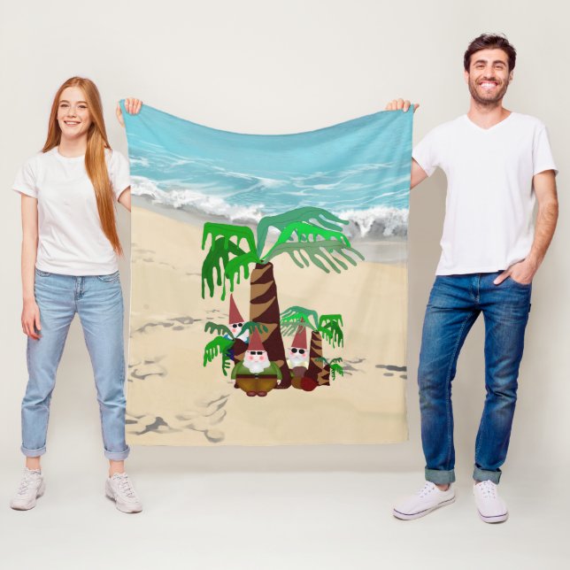 Beach Gnomes Fleece Blanket (In Situ)