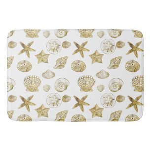 Beach Gold White Shells   Bath Mat