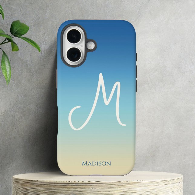 Beach Gradient Monogram  iPhone 16 Case (Creator Uploaded)