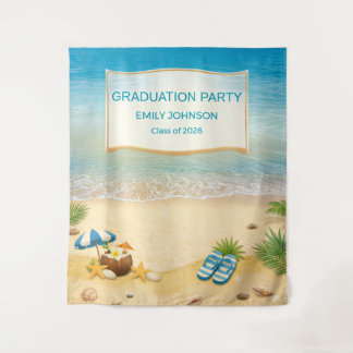 Beach Graduation 2026 Photo Backdrop Tapestry