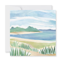 Beach Grass Bay | Watercolor Ocean Coastal Sea