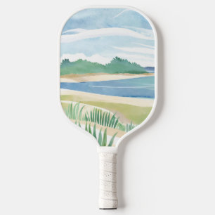 Beach Grass Bay Watercolor Ocean Coastal Sea Pickleball Paddle