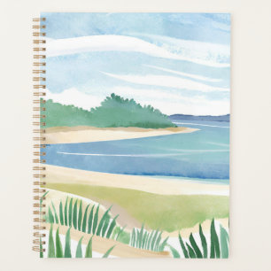 Beach Grass Bay Watercolor Ocean Coastal Sea Planner