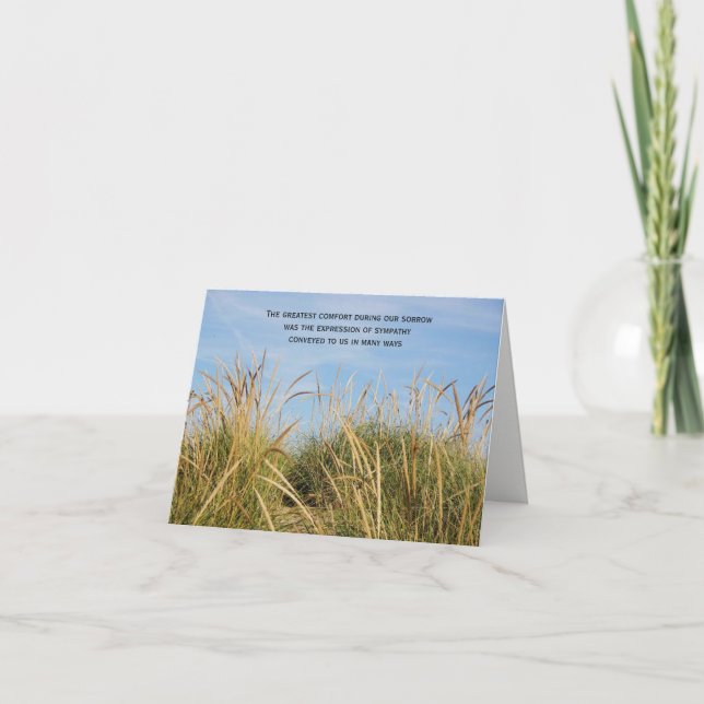 Beach Grass Sympathy Thank You Card (Front)
