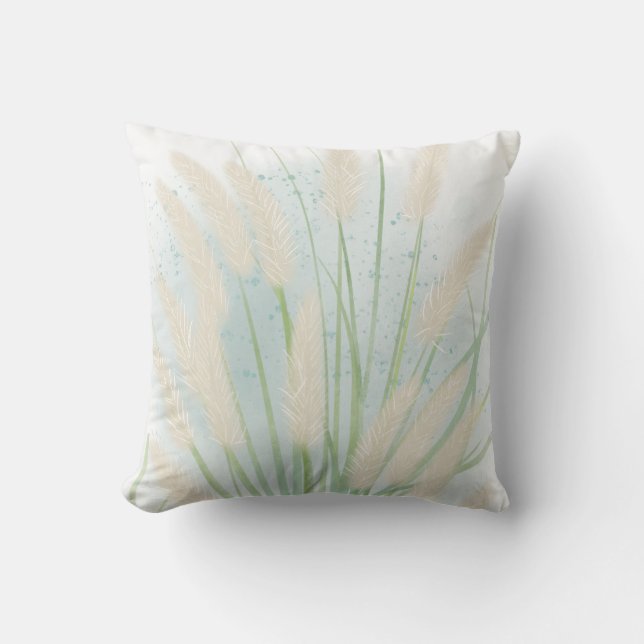 Beach Grass Watercolor Cushion (Front)
