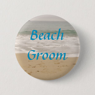 Beach Groom Button: Ocean Tide Version 6 Cm Round Badge