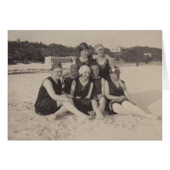 Beach Group 1920 Vintage Photograph (Front Horizontal)