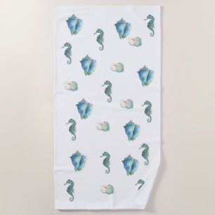 Beach GTowel - Sea Shells and Seahorses Towel