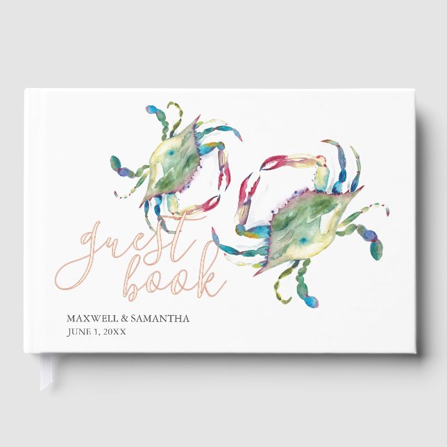 Beach Guest Book Watercolor Crabs (Front)