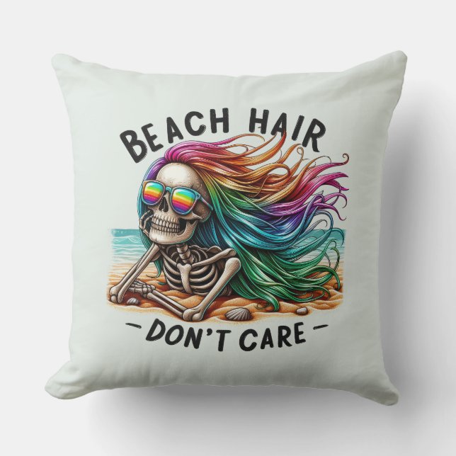 Beach Hair Don't Care - Skeleton (2) Cushion (Front)