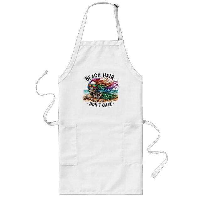 Beach Hair Don't Care - Skeleton (2) Long Apron (Front)