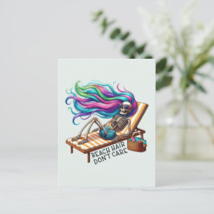 Beach Hair Don't Care - Skeleton Postcard