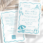Beach Hand Drawn QR RSVP All-In-One Wedding Invitation<br><div class="desc">Planning a beach, tropical, or destination wedding? Set the tone with this playful and modern Beach Wedding Invitation Template, featuring original hand-drawn doodles of seashells, waves, and breezy coastal charm. The light wavy blue frame adds a soft, relaxed vibe, perfectly complementing the joyful spirit of your seaside celebration. Designed to...</div>