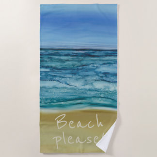 Beach Hand Painted "Beach Please" Beach Towel