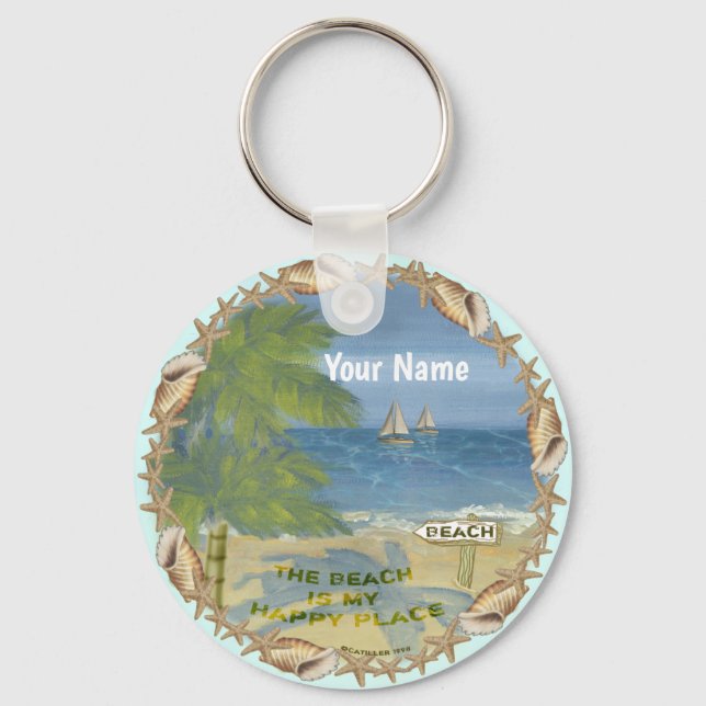 Beach Happy Place Key Ring (Front)