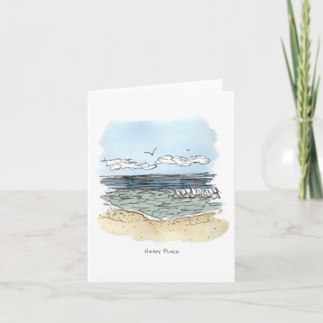 Beach Happy Place Note Card (Front)