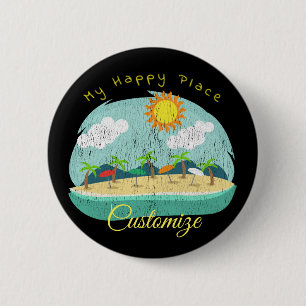 Beach Happy Place Thunder_Cove 6 Cm Round Badge