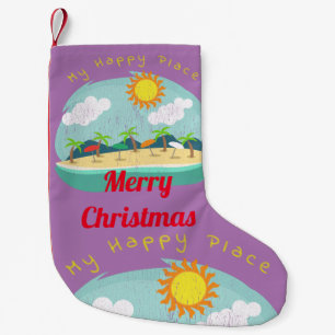 Beach Happy Place Thunder_Cove Small Christmas Stocking