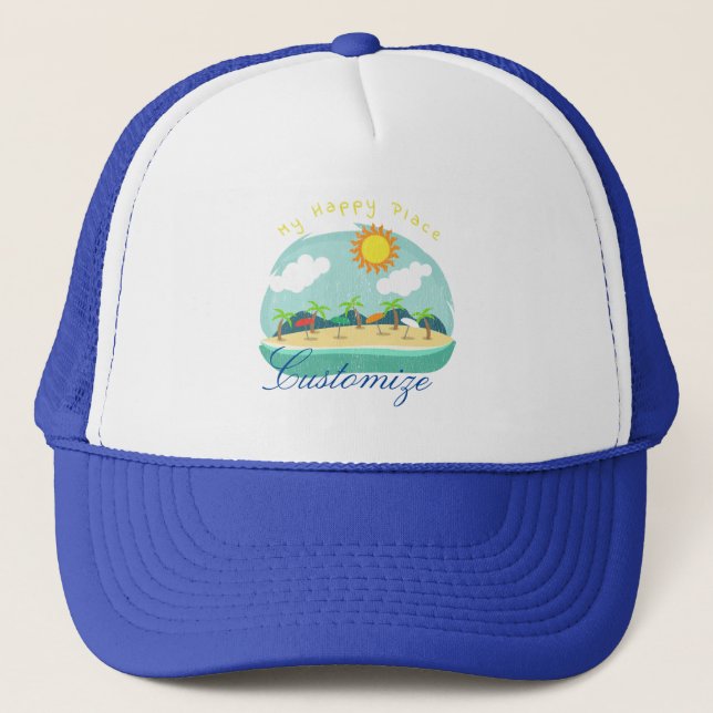 Beach Happy Place Thunder_Cove Trucker Hat (Front)