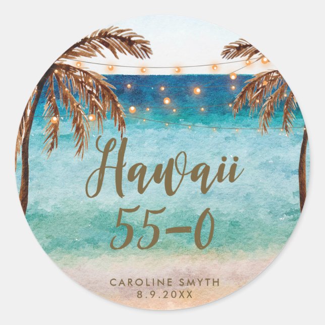 beach Hawaii 55 0 fifty five o birthday sticker (Front)