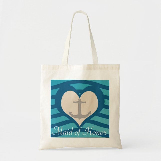 Beach Heart & Anchor Maid of Honour Tote (Front)