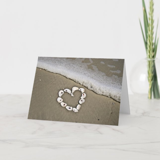 Beach Heart in Seashells Card (Front)