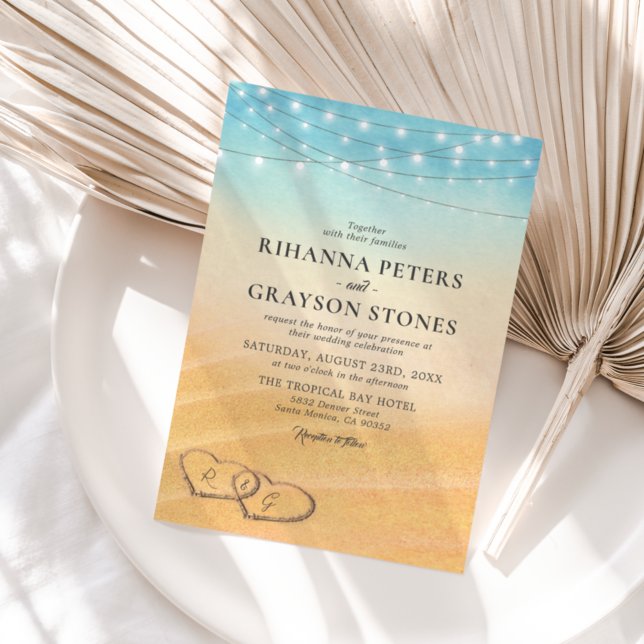 Beach Heart Shore Wedding Invitation (Creator Uploaded)