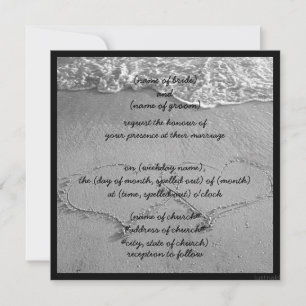 beach hearts bw i Invitation