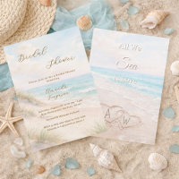 Beach hearts initials quote love Bridal Shower