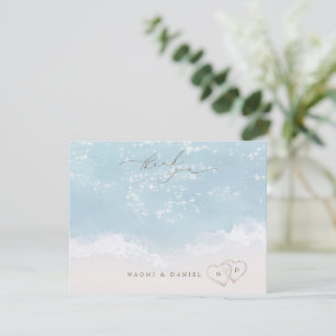 Beach Hearts Thank You Personalised Stationery Card