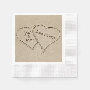 Beach Hearts wedding anniversary Napkin
