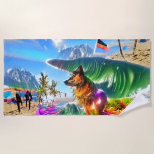 Beach Home Beach German Shepherd Dog Towel