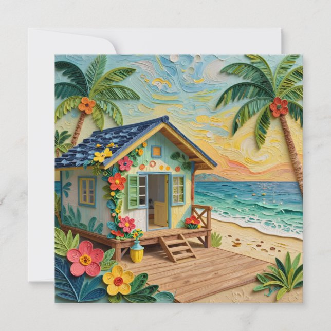 Beach Home Oceanic Blank Card (Front)