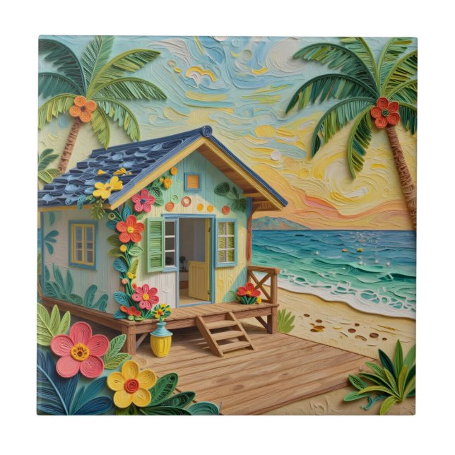 Beach Home Oceanic Coastal Art Tile (Front)