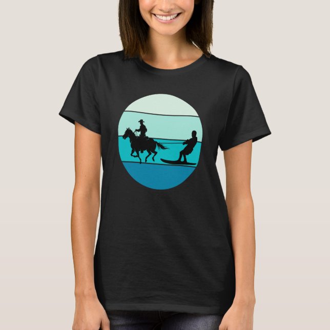 Beach Horse Surfing Equestrian Wakeboarding Water  T-Shirt (Front)