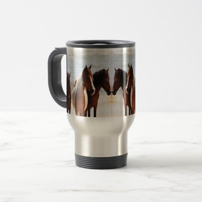 Beach Horses Travel/Commuter Mug (Front Left)