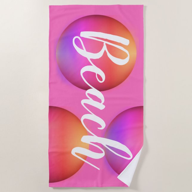 Beach Hot Pink Orange Ombre Towel (Front)
