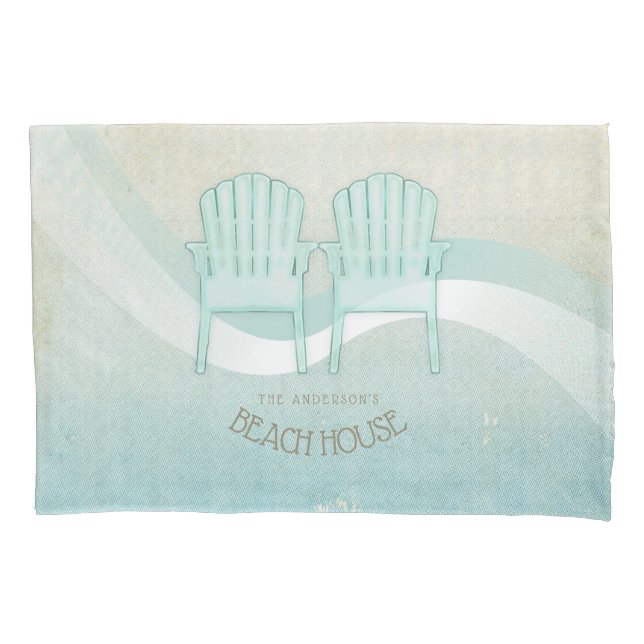 Beach House Adirondack Chairs Aqua Blue ID623 Pillowcase (Front)