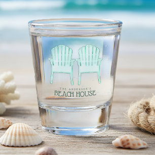 Beach House Adirondack Chairs Aqua ID623 Shot Glass