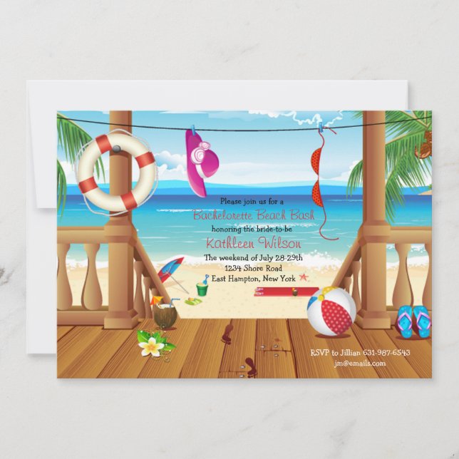 Beach House Bachelorette Party Invitation (Front)