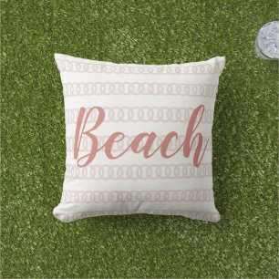 Beach House Beige Nautical Pattern Cushion