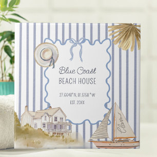 Beach House Blue Coastal Chic Blue Stripes Tile