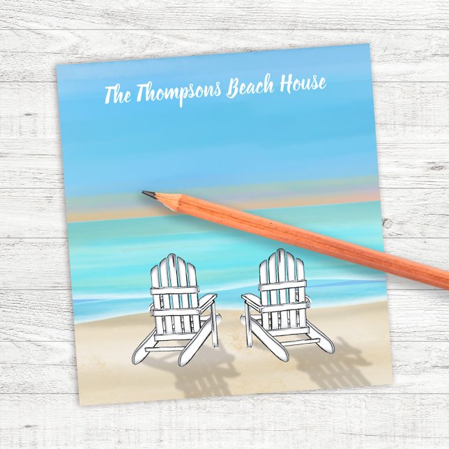 Beach House Blue Ocean Personalised Notepad (Beach House Personalized Notepad.)