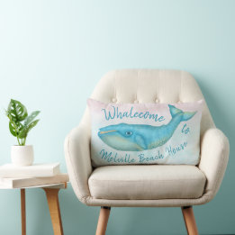 Beach House Blue Whale Nautical Whalecome | Name Lumbar Cushion