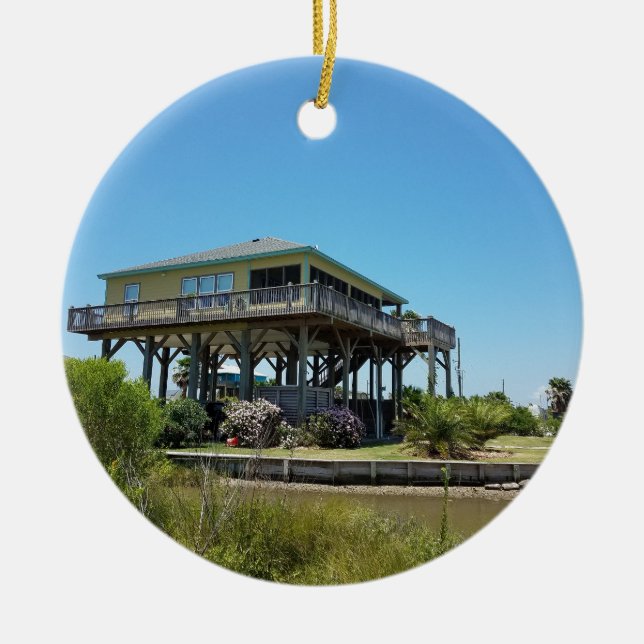 beach house ceramic tree decoration (Front)