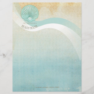 Beach House Clam Shell Aqua Blue ID623 Custom Letterhead