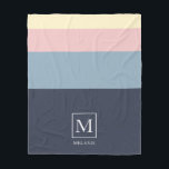 Beach House Colour Scheme Personalised. Fleece Blanket<br><div class="desc">Beach house style colour scheme comfortable fleece blanket featuring your name and monogram.</div>
